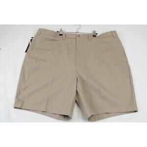 Roundtree & Yorke Chino Shorts Men 46 Flat Front Twill Khaki Beige Causal Preppy